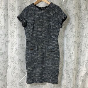 LOFT Dark Gray Knee-Length Crew Neck Sheath Dress NWT